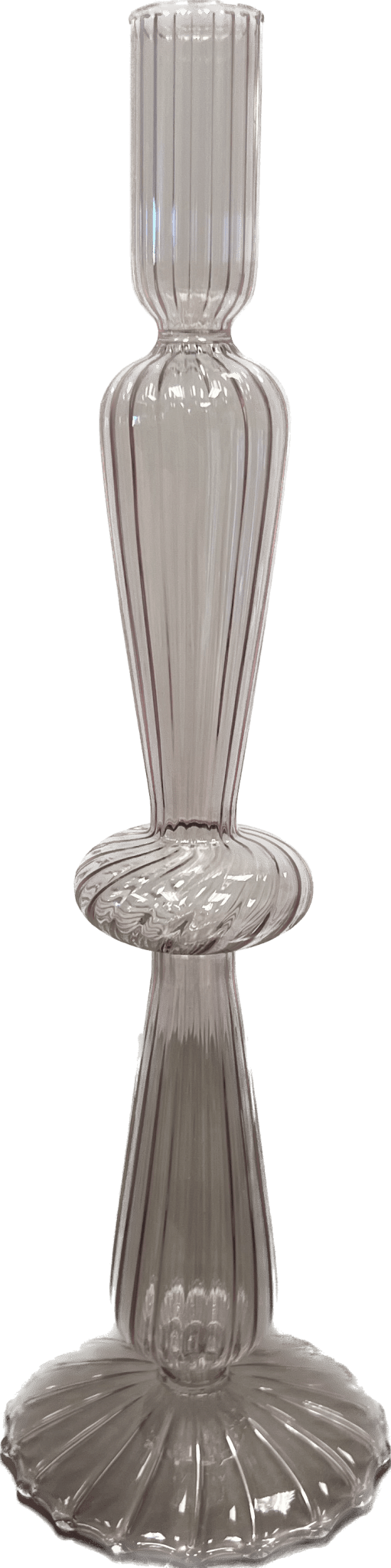 Mid - Century Modern Ribbed Taper Candle Holder in Blush - HER Home Design Boutique